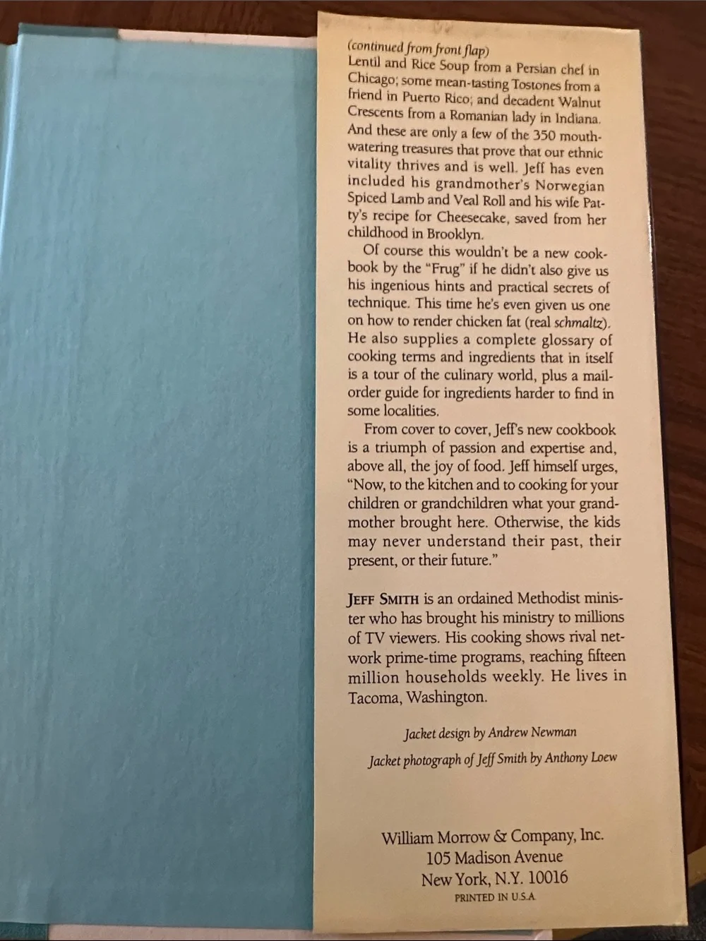 The Frugal Gourmet on Our Immigrant Ancestors, Jeff Smith, 1st Edition Hardcover